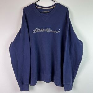 Eddie Bauer Embroidered Logo Sweatshirt, Navy Blue, Men’s XL, Vintage Style